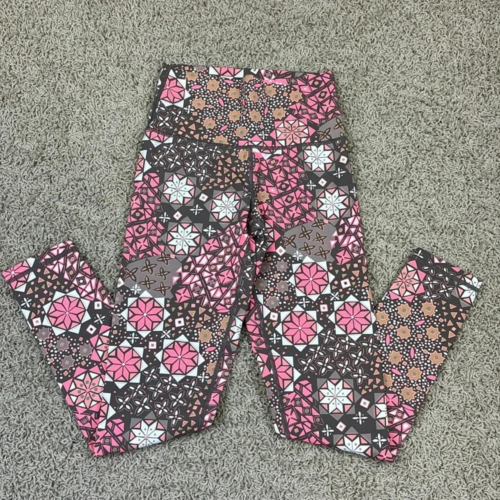 Aerie chill play move brown and pink leggings sz sm